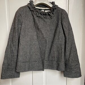J. Crew Wool Tweed Ruffle Neck Blazer